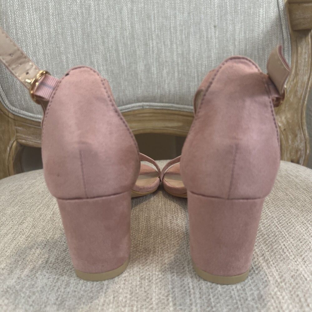 Allegra K Ankle Strap Block Low Heel Sandal Women's 6 Light Pink Wedding Summer - Picture 8 of 12